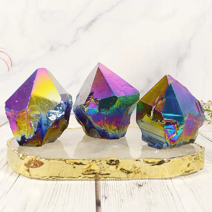 Rainbow Aura Ametisti -klusteri | 5–7,5 cm
