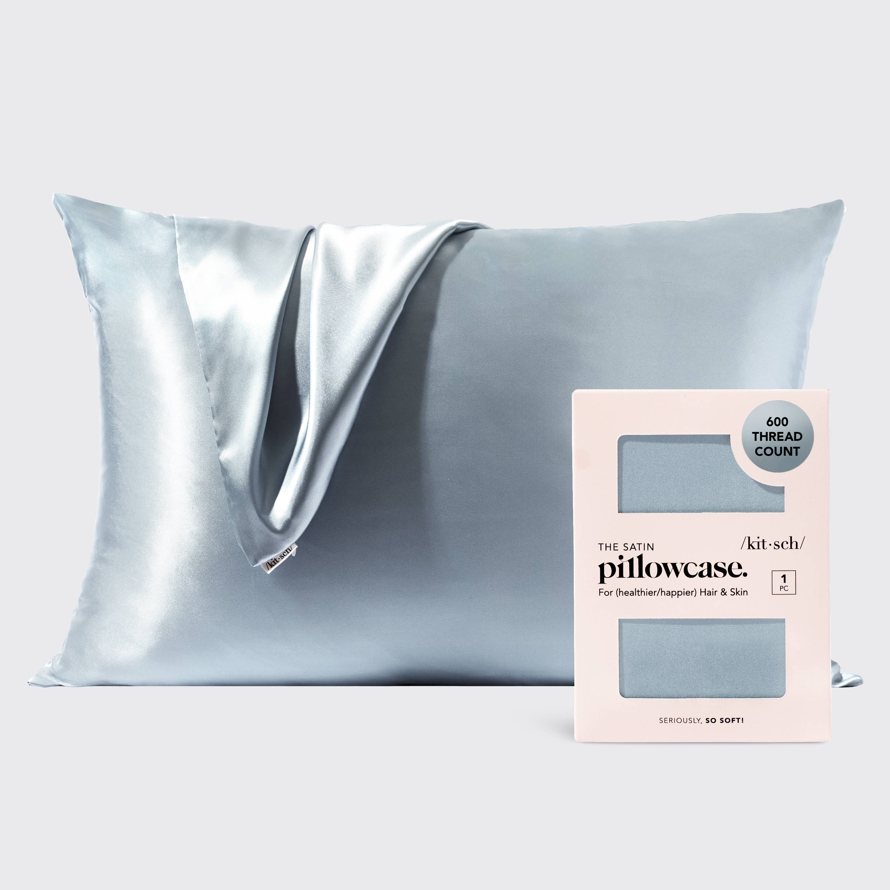 Kitsch The Satin Pillowcase - Haze Blue - satintygn örngott