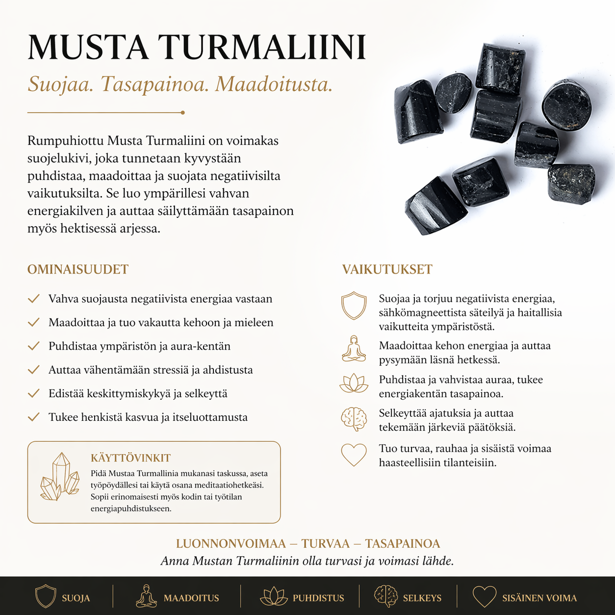 Rumpuhiottu Musta Turmaliini 1.5-3.5 cm