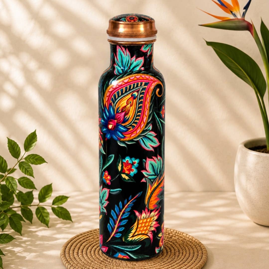 Floral Paisley kuparipullo 1 L | 100 % puhdasta kuparia