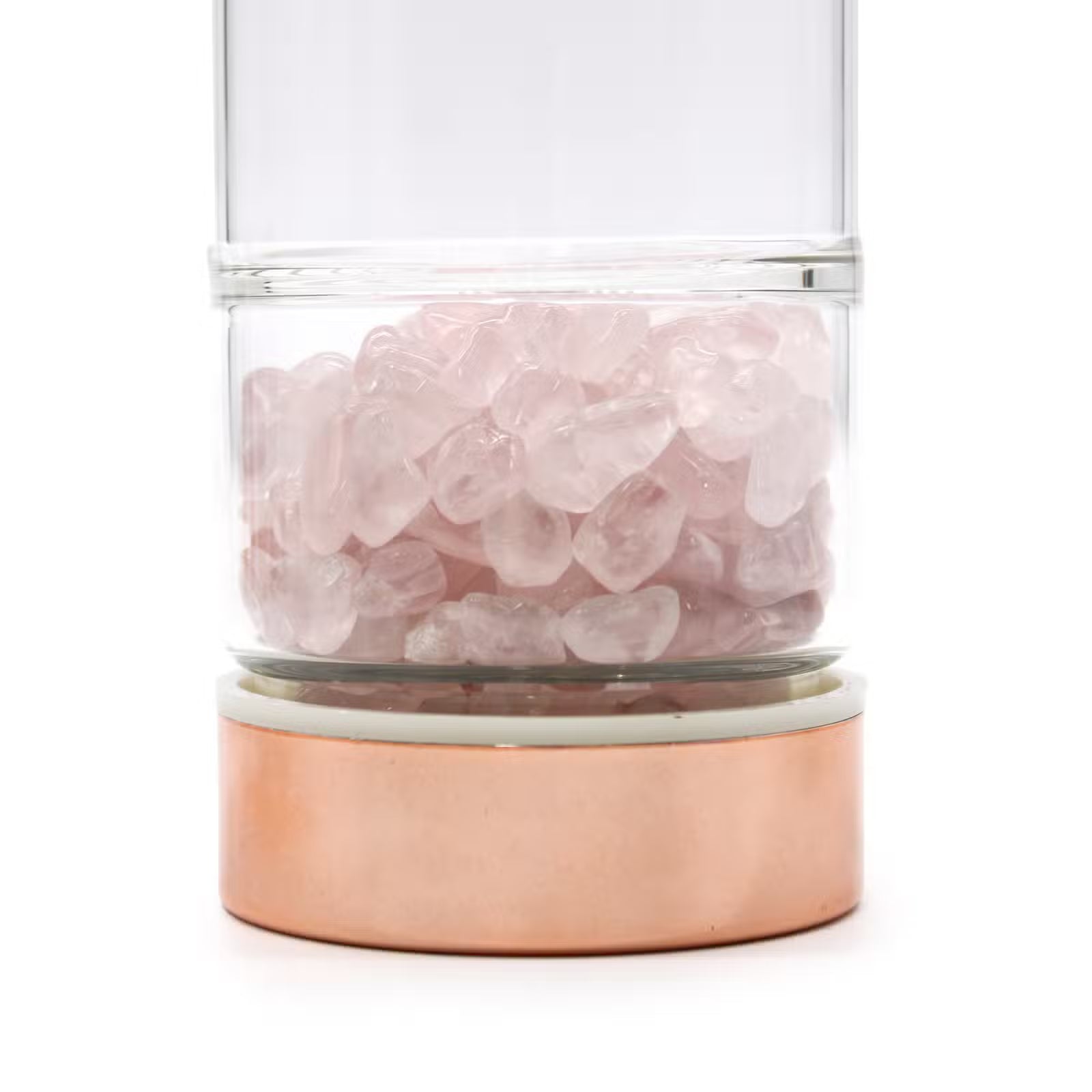 Lasipullo teesiivilällä 500ml- Ruusukvartsi