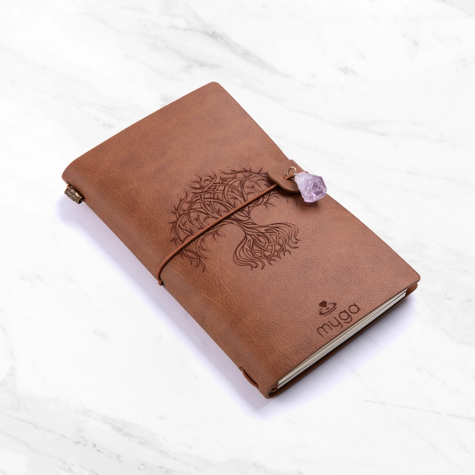 Anteckningsbok Tree of Life, Brun med Ametist