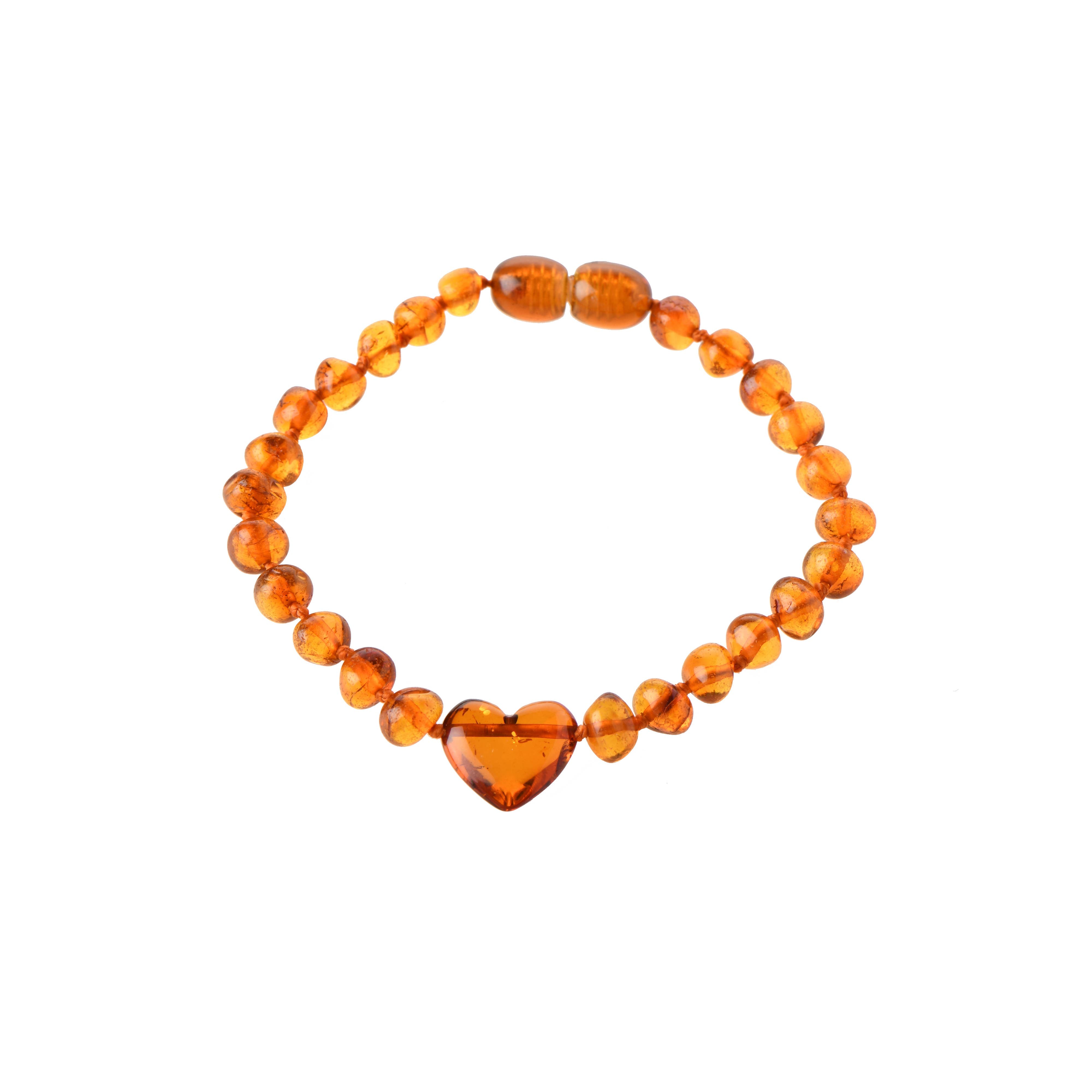 Cherry Baroque Polished Amber Beads Heart Bracelet