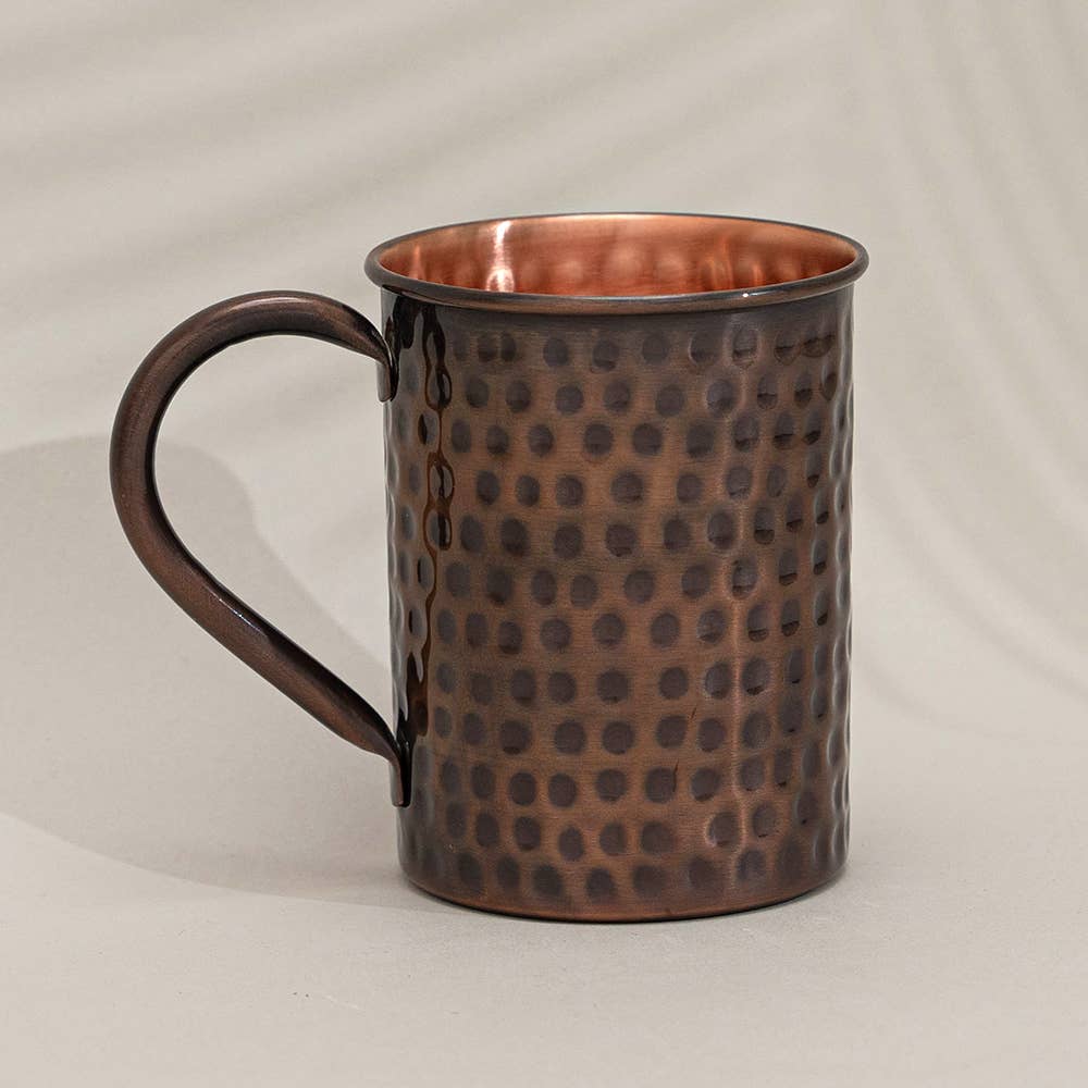 Pure copper mug hammered antique – 400 ml (150 g; heavy
