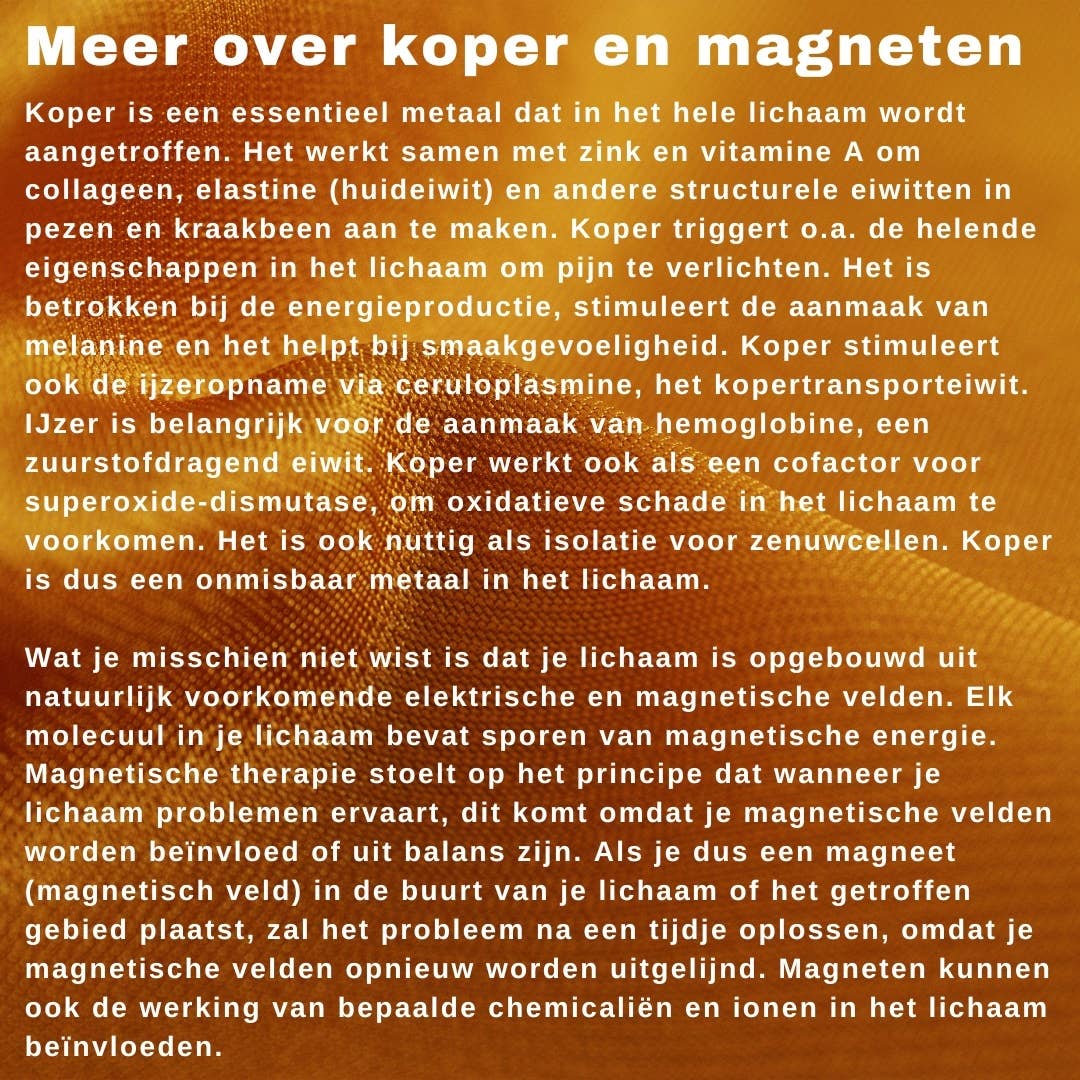 Kopparmagnetarmband med kristaller | 99,9 % koppar