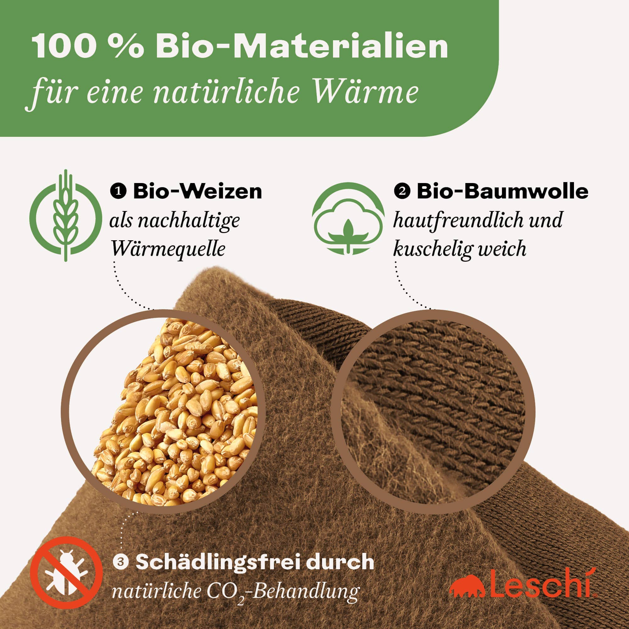 Leschi nalle – vetekudde 35×26 cm i ekologisk bomull