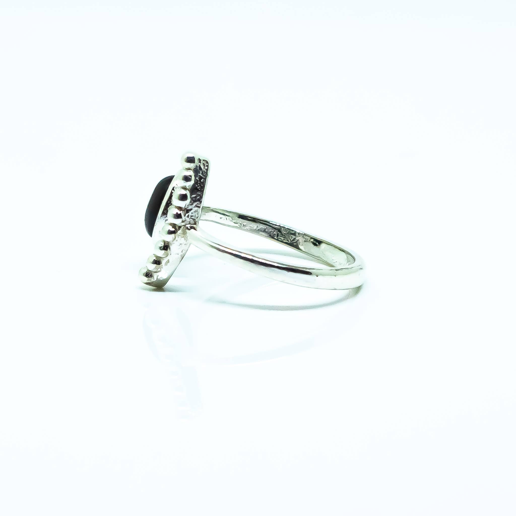Black Obsidian Silver Adjustable Ring
