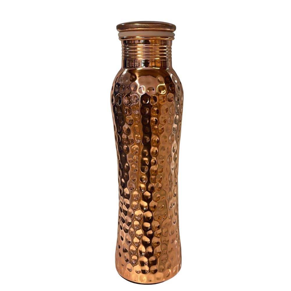 Pure Copper Water Bottle Curve Hammered ± 950 ml