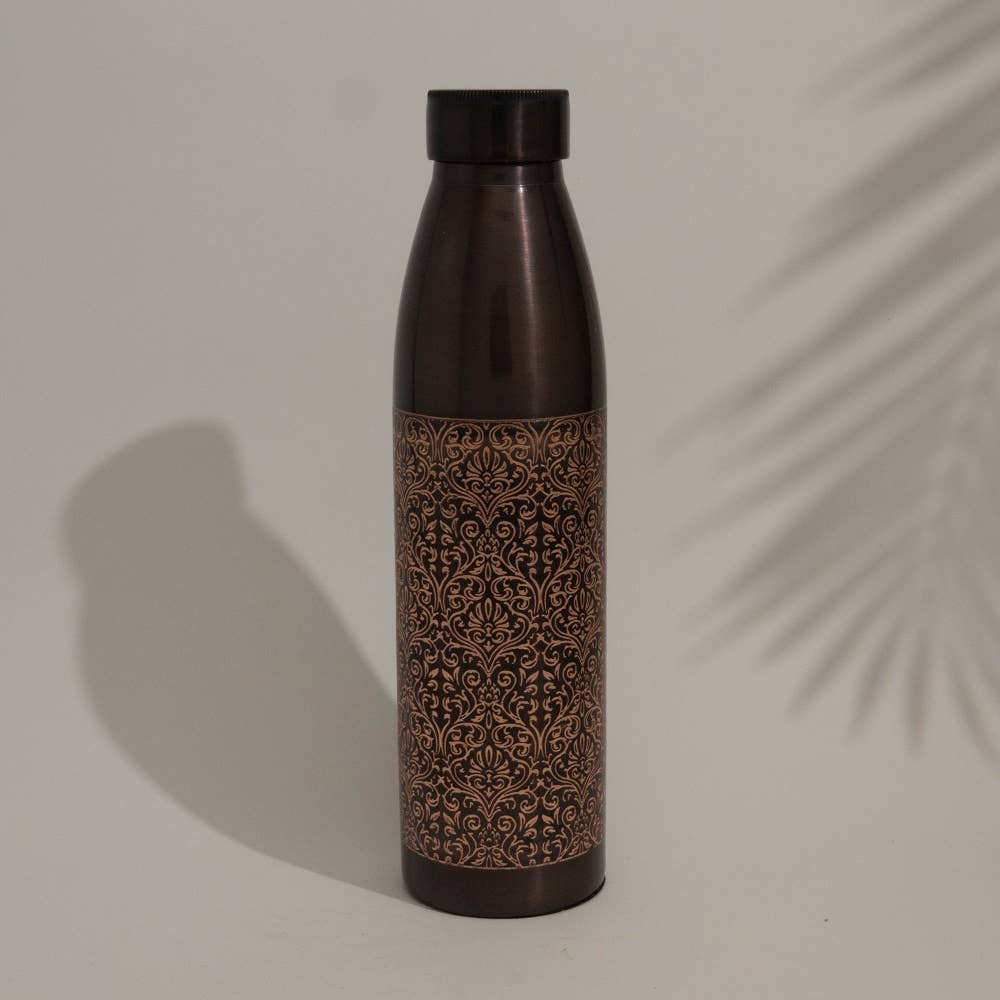 Pure copper water bottle antique with engraved pattern ± 950