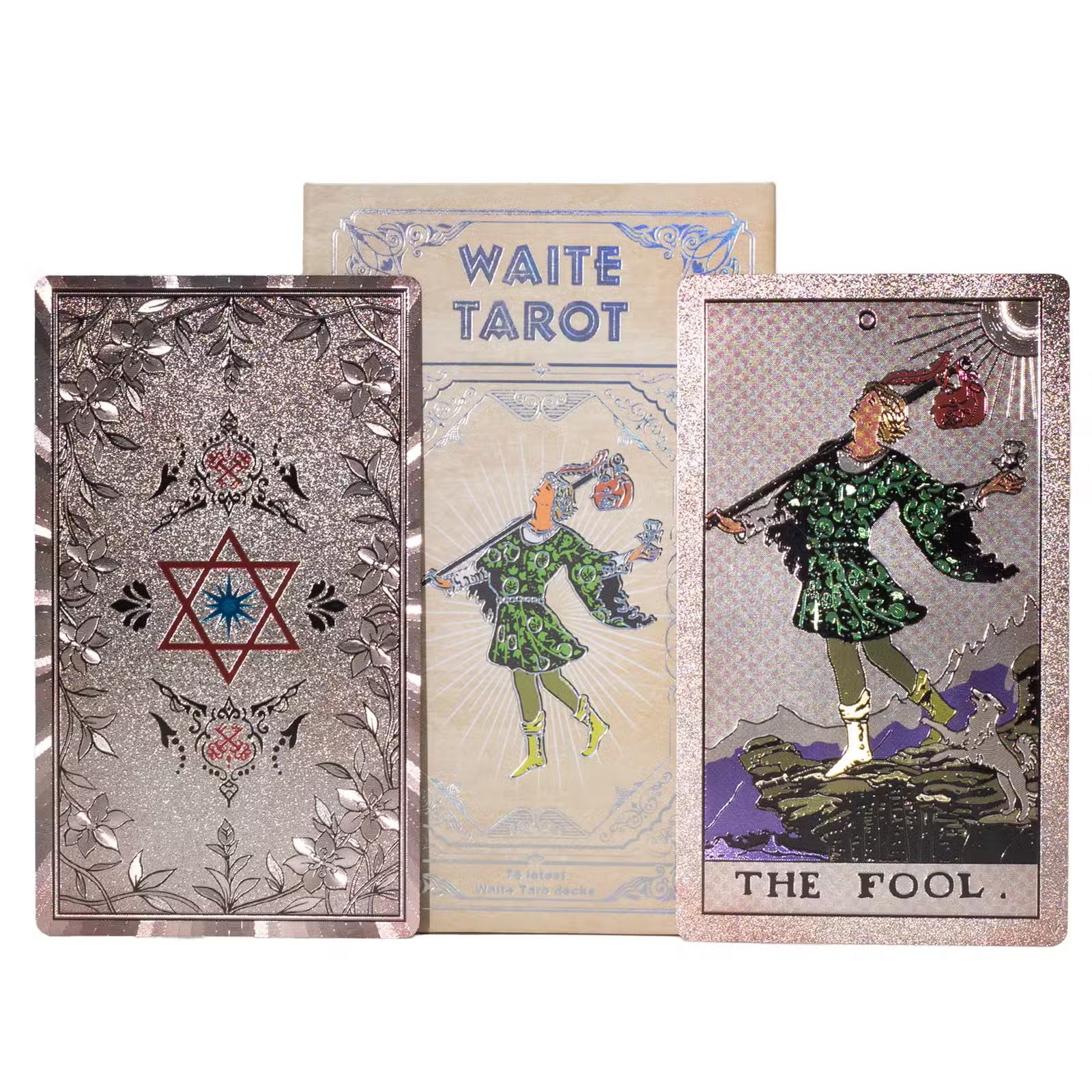Tarotkortlek med silverfolie enligt Waite – med häfte